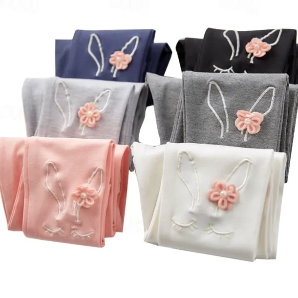 Kids Girls' Leggings Solid Color Active Ruched School Cotton 3-7 Years Spring Black White Pink