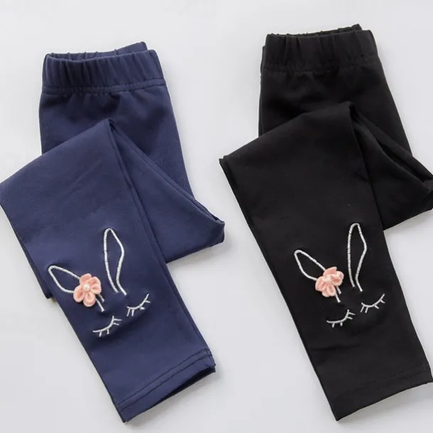 Kids Girls' Leggings Solid Color Active Ruched School Cotton 3-7 Years Spring Black White Pink