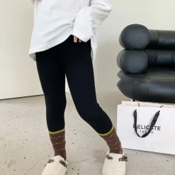 Kids Girls' Leggings Solid Color Daily School 4-12 Years Spring Black Pink Navy Blue