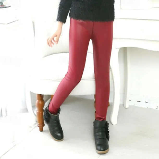 Kids Girls' Leggings Solid Color Active Outdoor 7-13 Years Fall Black Red Navy Blue