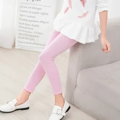 Kids Girls' Leggings Solid Color Sports Outdoor Cotton 7-13 Years Summer Light Blue Black White