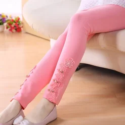 Kids Girls' Leggings Solid Color Daily School 4-12 Years Spring Pink Navy Blue Gray