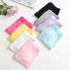 Kids Girls' Leggings Solid Color Active School Cotton 7-13 Years Summer Light Blue Black White
