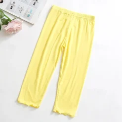 Kids Girls' Leggings Solid Color Active School Cotton 7-13 Years Summer Light Blue Black White