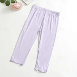 Kids Girls' Leggings Solid Color Active School Cotton 7-13 Years Summer Light Blue Black White