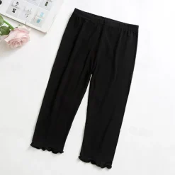 Kids Girls' Leggings Solid Color Active School Cotton 7-13 Years Summer Light Blue Black White