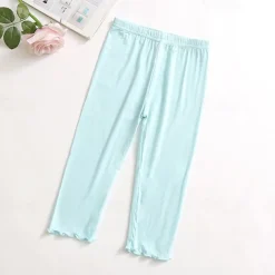 Kids Girls' Leggings Solid Color Active School Cotton 7-13 Years Summer Light Blue Black White