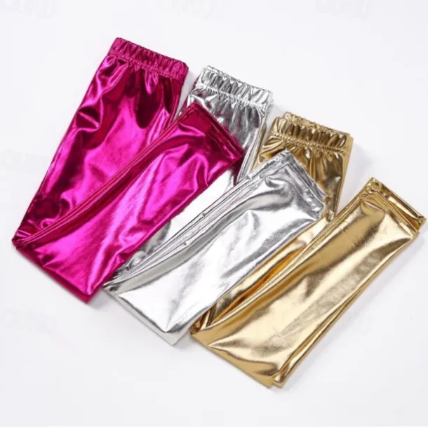 Kids Girls' Leggings Solid Color Fashion Outdoor 3-7 Years Fall Black Golden Rose