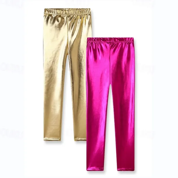 Kids Girls' Leggings Solid Color Fashion Outdoor 3-7 Years Fall Black Golden Rose