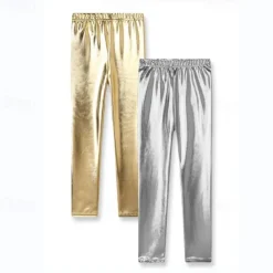 Kids Girls' Leggings Solid Color Fashion Outdoor 3-7 Years Fall Black Golden Rose