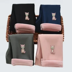 Kids Girls' Leggings Solid Color Active School Cotton 7-13 Years Spring Black Pink Blue