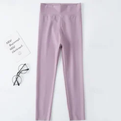 Kids Girls' Leggings Solid Color Active Training 7-13 Years Spring Black White Pink