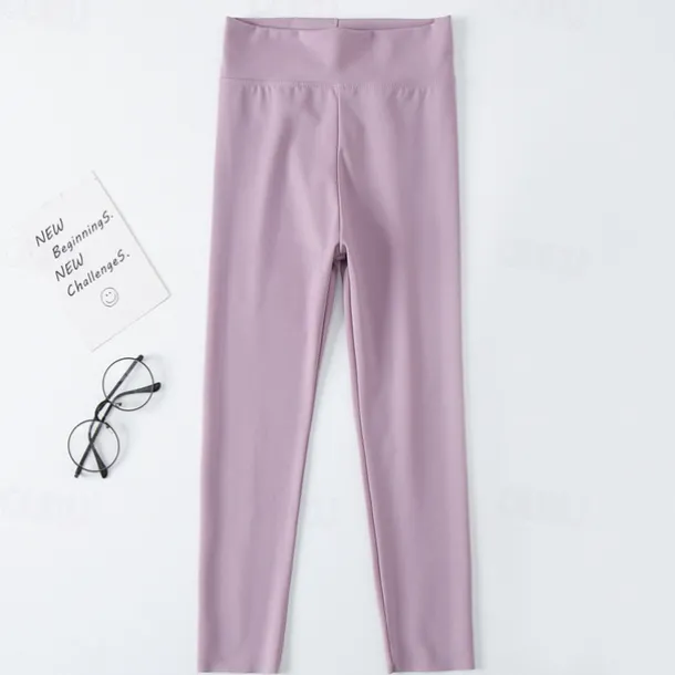 Kids Girls' Leggings Solid Color Active Training 7-13 Years Spring Black White Pink