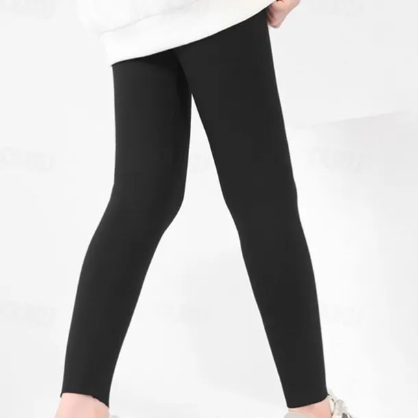 Kids Girls' Leggings Solid Color Active Training 7-13 Years Spring Black White Pink