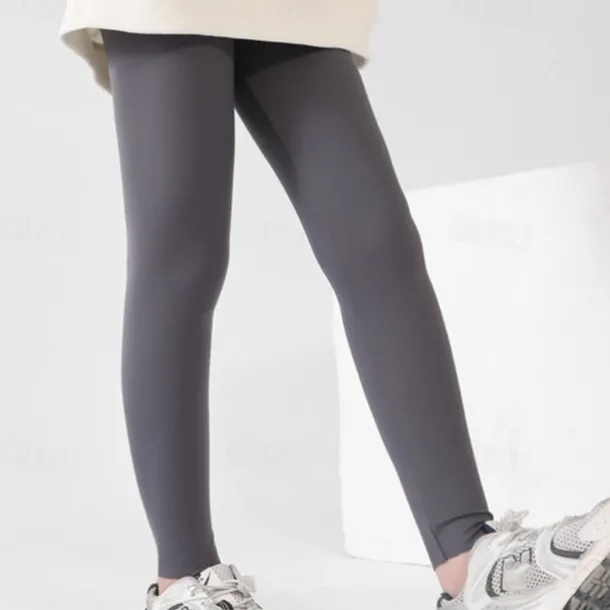 Kids Girls' Leggings Solid Color Active Training 7-13 Years Spring Black White Pink