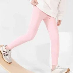 Kids Girls' Leggings Solid Color Active Training 7-13 Years Spring Black White Pink