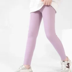 Kids Girls' Leggings Solid Color Active Training 7-13 Years Spring Black White Pink