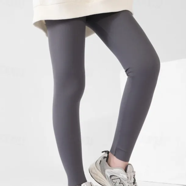 Kids Girls' Leggings Solid Color Active Training 7-13 Years Spring Black White Pink