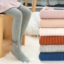 Kids Girls' Leggings Tights Light Pink White Black Striped Fall Winter Casual Socks Indoor / Spring / Cotton