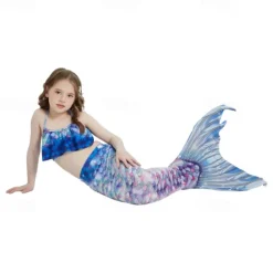 Kids Girls' Mermaid Swimwear Swimsuit Holiday Beach Scales Vacation Tropical Bathing Suits 4 years+ Summer Yellow Pink