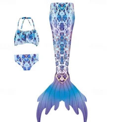 Kids Girls' Mermaid Swimwear Swimsuit Holiday Beach Scales Vacation Tropical Bathing Suits 4 years+ Summer White Yellow