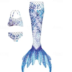 Kids Girls' Mermaid Swimwear Swimsuit Holiday Beach Scales Vacation Tropical Bathing Suits 4 years+ Summer White Yellow