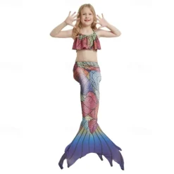 Kids Girls' Mermaid Swimwear Swimsuit Holiday Beach Scales Vacation Tropical Bathing Suits 4 years+ Summer White Yellow