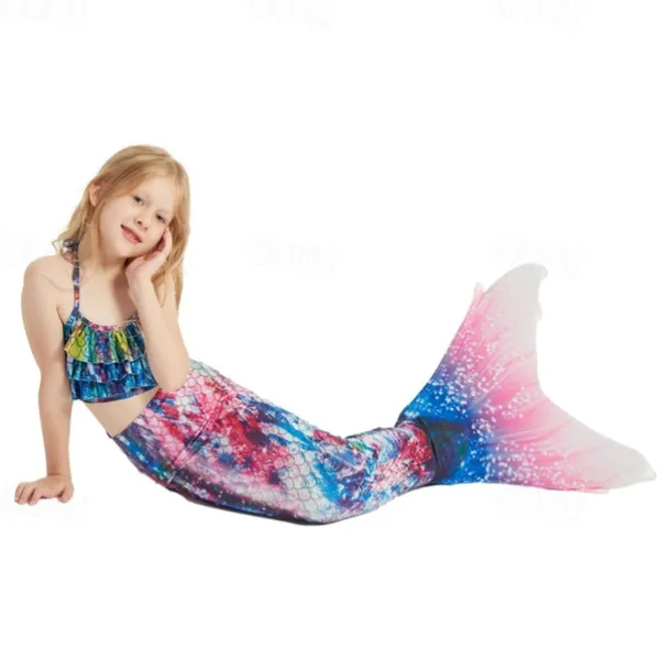 Kids Girls' Mermaid Swimwear Swimsuit Holiday Beach Scales Vacation Tropical Bathing Suits 4 years+ Summer Light Pink Pink