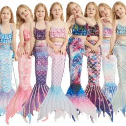 Kids Girls' Mermaid Swimwear Swimsuit Holiday Beach Scales Vacation Tropical Bathing Suits 4 years+ Summer Light Pink Pink