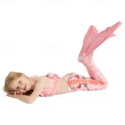Kids Girls' Mermaid Swimwear Swimsuit Holiday Beach Scales Vacation Tropical Bathing Suits 4 years+ Summer Light Pink Pink