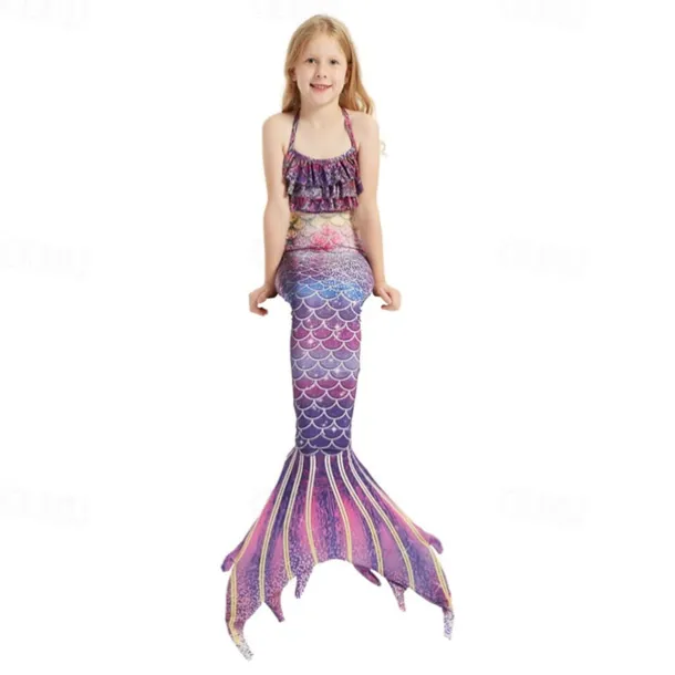 Kids Girls' Mermaid Swimwear Swimsuit Holiday Beach Scales Vacation Tropical Bathing Suits 4 years+ Summer Light Pink Pink