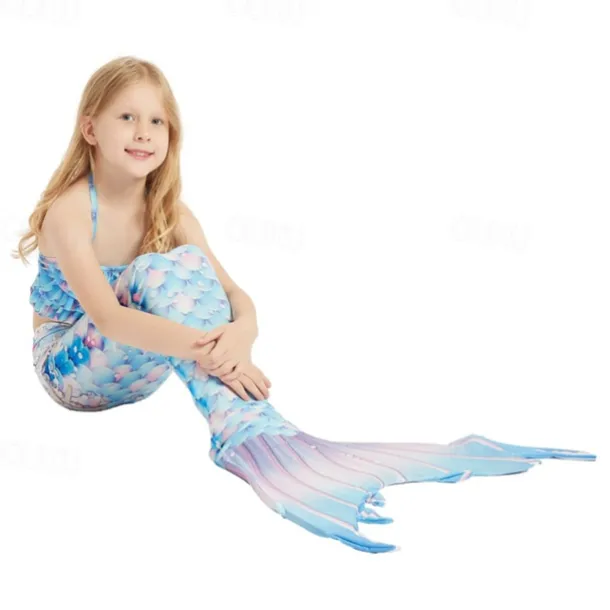 Kids Girls' Mermaid Swimwear Swimsuit Holiday Beach Scales Vacation Tropical Bathing Suits 4 years+ Summer Light Pink Pink