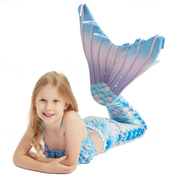 Kids Girls' Mermaid Swimwear Swimsuit Holiday Beach Scales Vacation Tropical Bathing Suits 4 years+ Summer Light Pink Pink