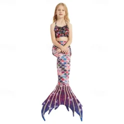 Kids Girls' Mermaid Swimwear Swimsuit Holiday Beach Scales Vacation Tropical Bathing Suits 4 years+ Summer Light Pink Pink