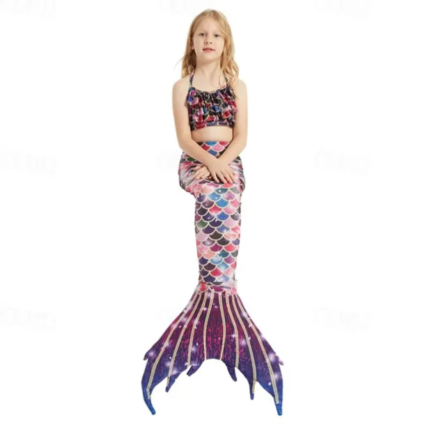 Kids Girls' Mermaid Swimwear Swimsuit Holiday Beach Scales Vacation Tropical Bathing Suits 4 years+ Summer Light Pink Pink