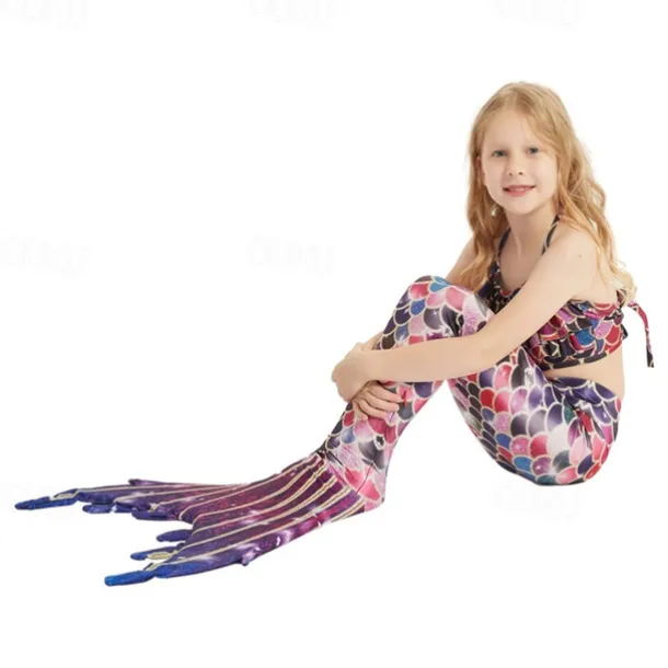 Kids Girls' Mermaid Swimwear Swimsuit Holiday Beach Scales Vacation Tropical Bathing Suits 4 years+ Summer Light Pink Pink