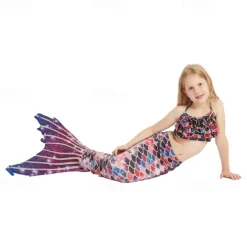 Kids Girls' Mermaid Swimwear Swimsuit Holiday Beach Scales Vacation Tropical Bathing Suits 4 years+ Summer Light Pink Pink