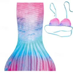 Kids Girls' Mermaid Swimwear Swimsuit Holiday Beach Scales Vacation Tropical Bathing Suits 4 years+ Summer Pink Royal Blue