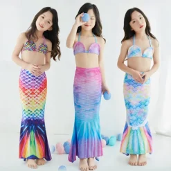 Kids Girls' Mermaid Swimwear Swimsuit Holiday Beach Scales Vacation Tropical Bathing Suits 4 years+ Summer Pink Royal Blue