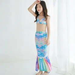 Kids Girls' Mermaid Swimwear Swimsuit Holiday Beach Scales Vacation Tropical Bathing Suits 4 years+ Summer Pink Royal Blue