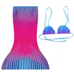 Kids Girls' Mermaid Swimwear Swimsuit Holiday Beach Scales Vacation Tropical Bathing Suits 4 years+ Summer Pink Royal Blue
