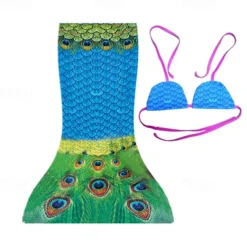 Kids Girls' Mermaid Swimwear Swimsuit Holiday Beach Scales Vacation Tropical Bathing Suits 4 years+ Summer Pink Royal Blue