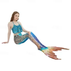 Kids Girls' Mermaid Swimwear Swimsuit Holiday Beach Scales Vacation Tropical Bathing Suits 4 years+ Summer Light Pink Light Green