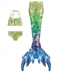 Kids Girls' Mermaid Swimwear Swimsuit Holiday Beach Scales Vacation Tropical Bathing Suits 4 years+ Summer Light Pink Light Green