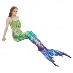 Kids Girls' Mermaid Swimwear Swimsuit Holiday Beach Scales Vacation Tropical Bathing Suits 4 years+ Summer Light Pink Light Green