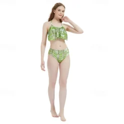 Kids Girls' Mermaid Swimwear Swimsuit Holiday Beach Scales Vacation Tropical Bathing Suits 4 years+ Summer Light Pink Light Green