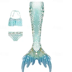 Kids Girls' Mermaid Swimwear Swimsuit Holiday Beach Scales Vacation Tropical Bathing Suits 4 years+ Summer Light Pink Light Green