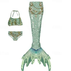 Kids Girls' Mermaid Swimwear Swimsuit Holiday Beach Scales Vacation Tropical Bathing Suits 4 years+ Summer Light Pink Light Green