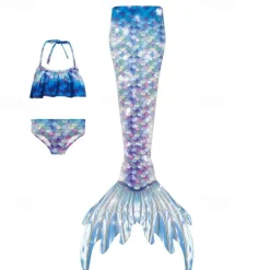 Kids Girls' Mermaid Swimwear Swimsuit Holiday Beach Scales Vacation Tropical Bathing Suits 4 years+ Summer Light Pink Light Green