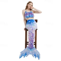 Kids Girls' Mermaid Swimwear Swimsuit Holiday Beach Scales Vacation Tropical Bathing Suits 4 years+ Summer Light Pink Light Green